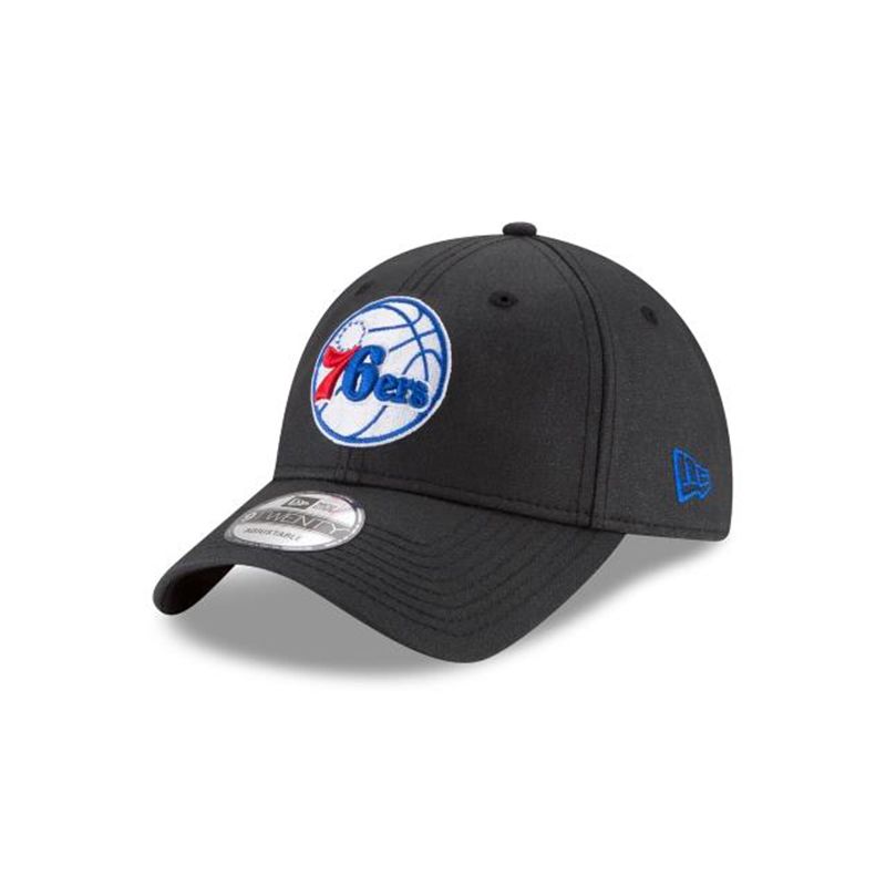 NBA Philadelphia 76ers Waxed Canvas 9Twenty Adjustable (BWA6594) - Black New Era Caps